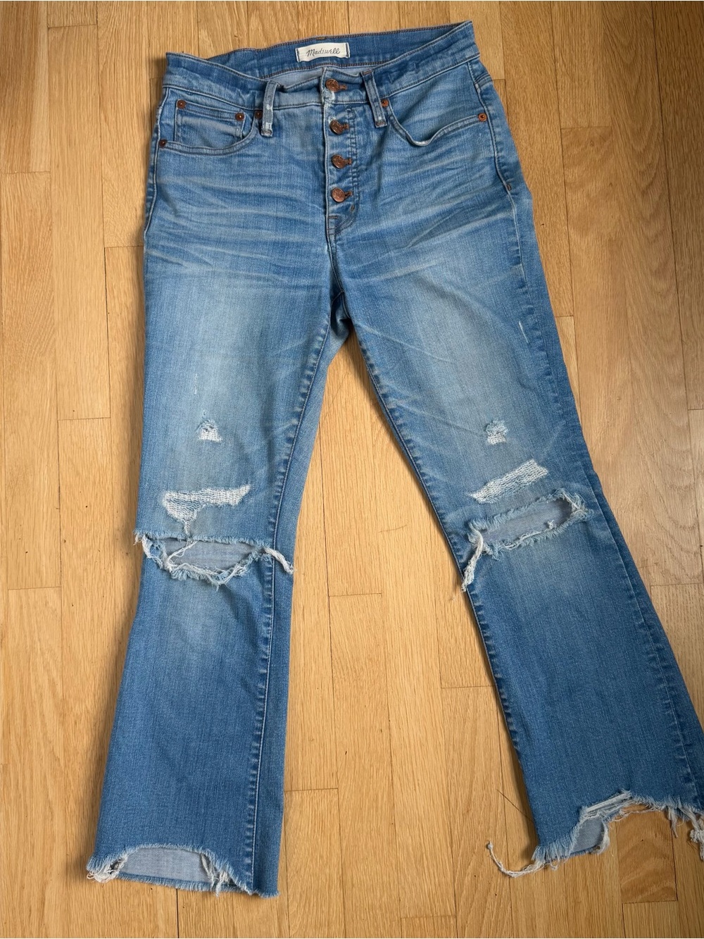 Madewell Light Blue Distressed Flare Jeans